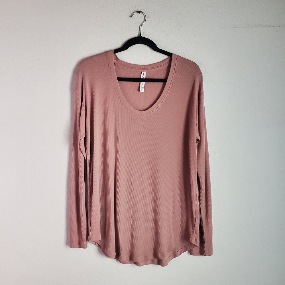 Athleta Cloudlight Rib Long Sleeve Top Women's M Pink Mauve Modal